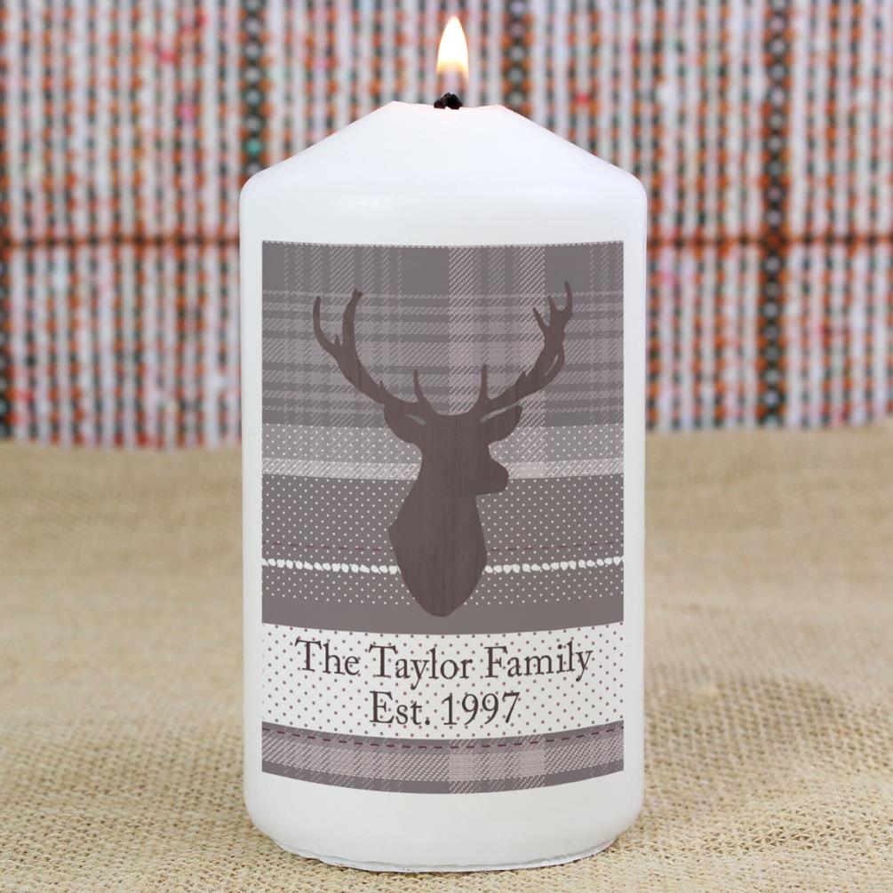 Personalised Highland Stag Pillar Candle Extra Image 2